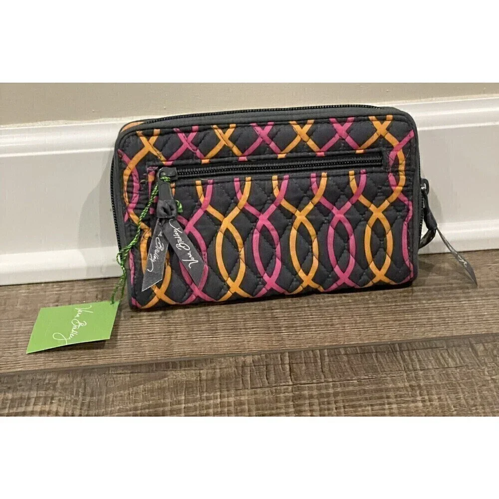 New Vera Bradley Jazzy Swirls Turnlock Wallet Retired NWT Pink Orange Gray - Picture 2 of 10